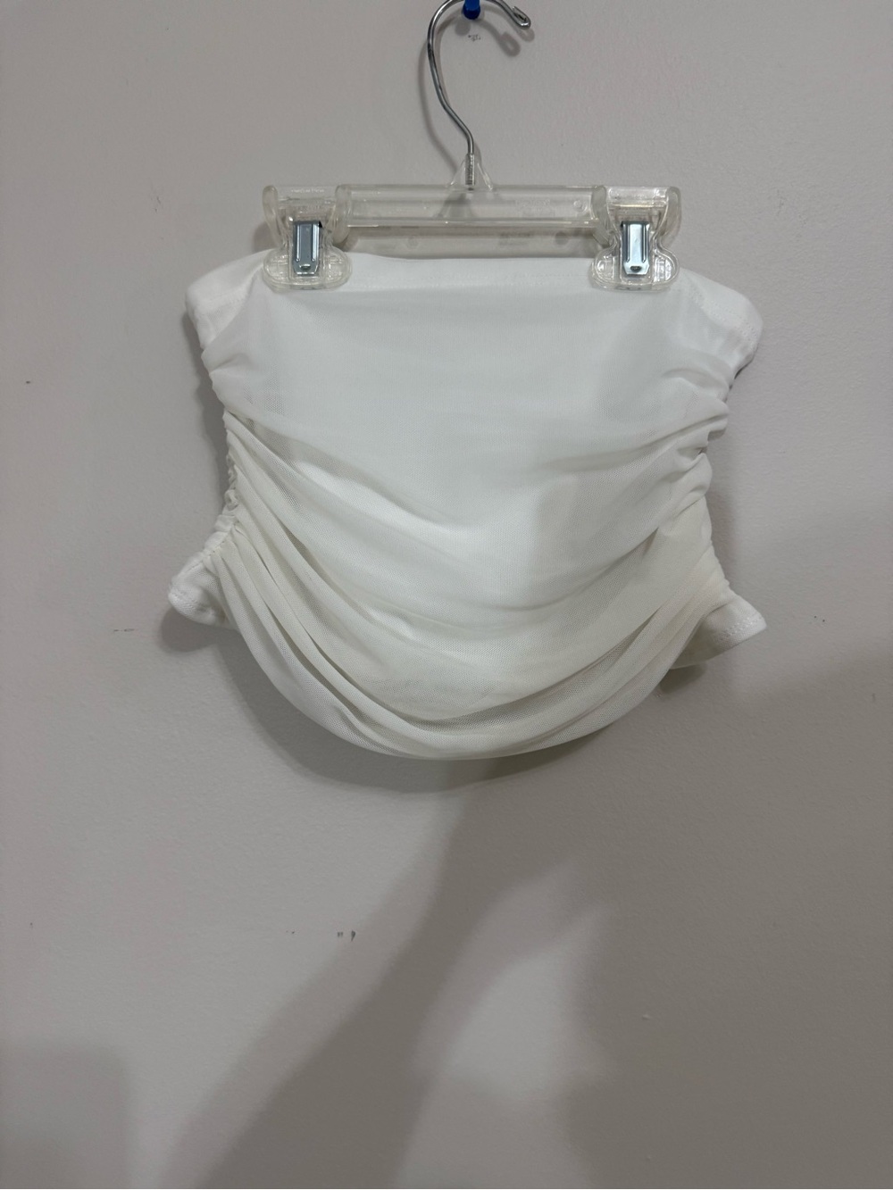 Womens  Size Small White Ruched Strapless Tube Top Cropped Stretch
